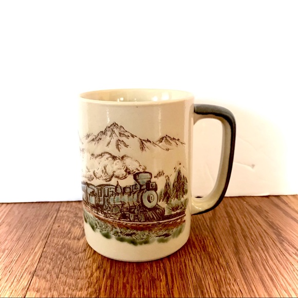 SOLD Hand Paint Steam Train Locomotive Coffee Mug